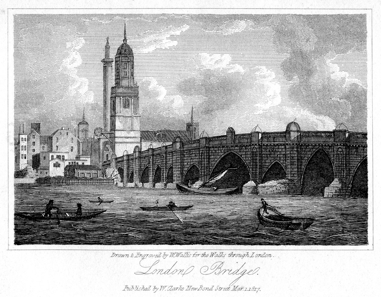 London Bridge, London, 1817. alkotó: W. Wallis