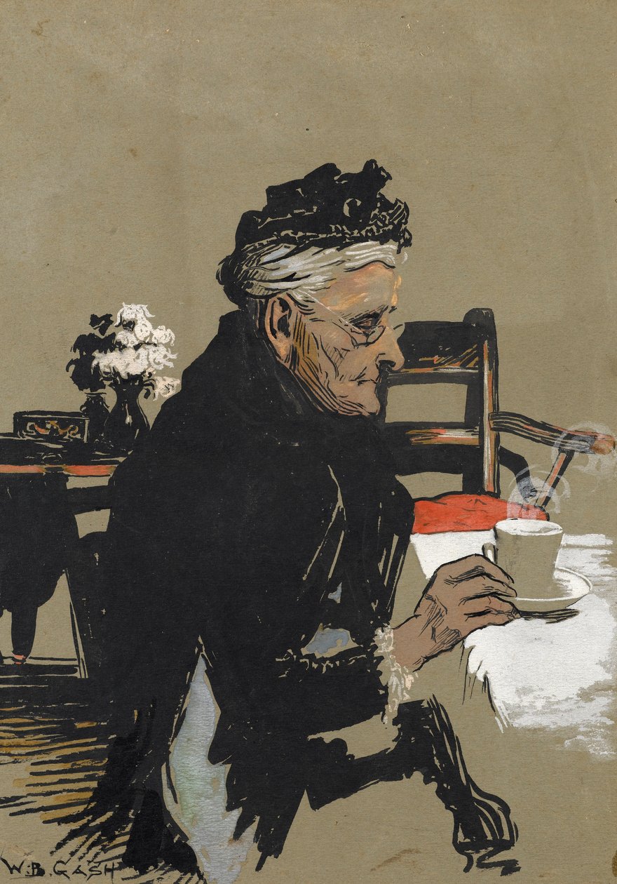 A művészek anyja egy csésze teát élvez alkotó: Walter Bonner Gash