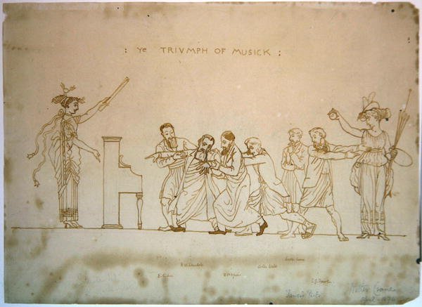A zene diadala (toll és barna tinta grafitra, papír) alkotó: Walter Crane