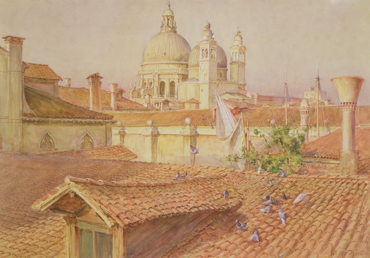 A művész ablakából a velencei Santa Maria Della Salute felé néz (wc) alkotó: Walter Frederick Roofe Tyndale