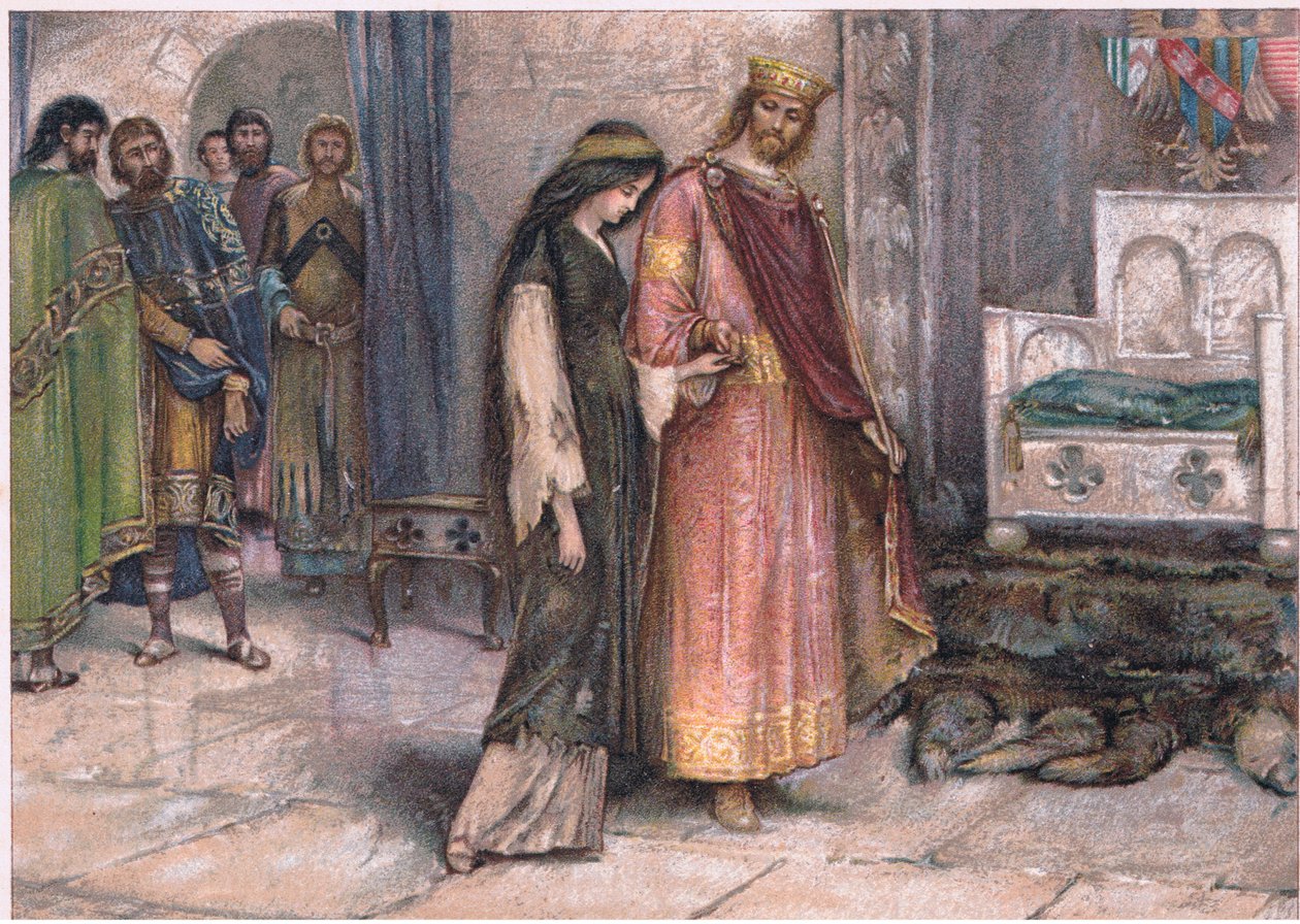 Cophetha király és a kolduslány, illusztráció a Tennyson Picturesből, az E P Dutton & Co., 1900 körül alkotó: Walter Paget