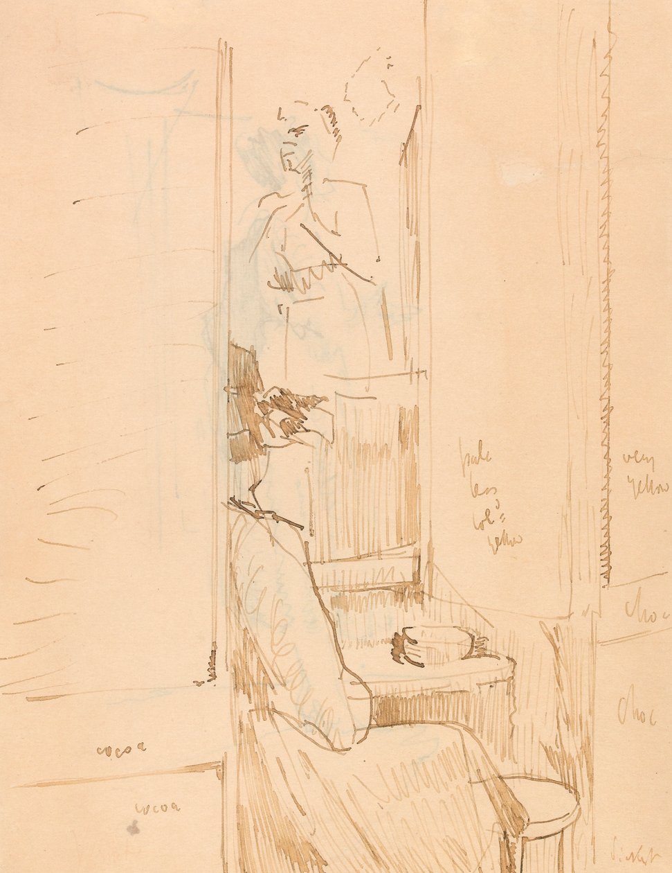 Café Vernet (toll és barna tinta papíron) alkotó: Walter Richard Sickert