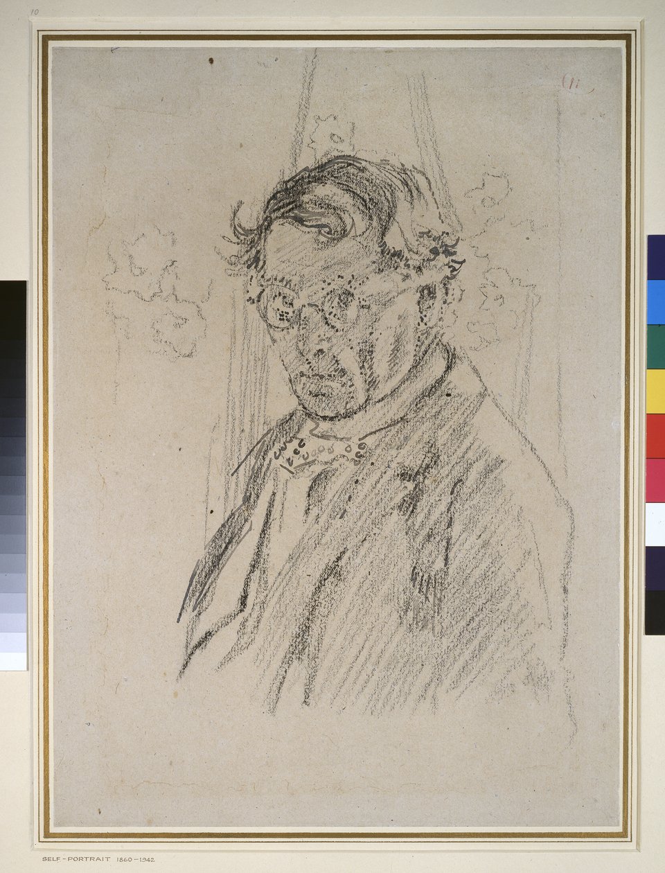 Önarckép szemüveges (toll és tinta krétával a papíron) alkotó: Walter Richard Sickert