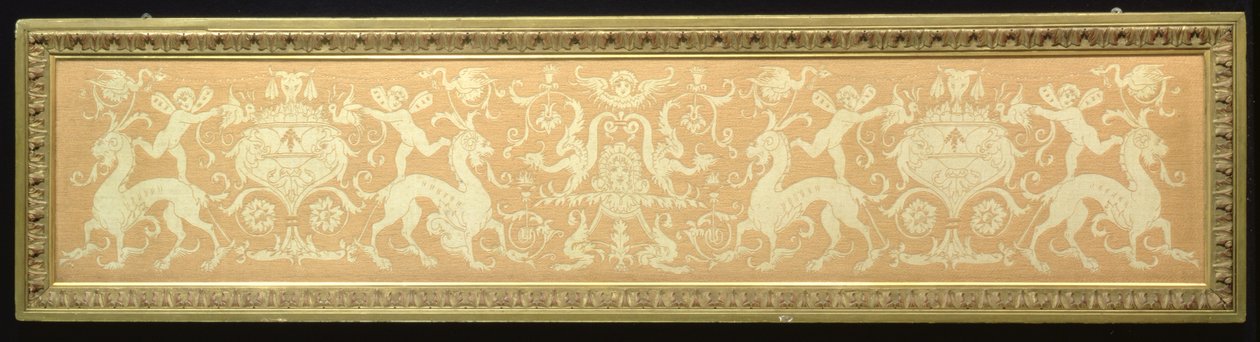 Putti és mitikus állatok reneszánsz fríze, 1897 (gyapjúszálak vászonon) alkotó: Walter Crane