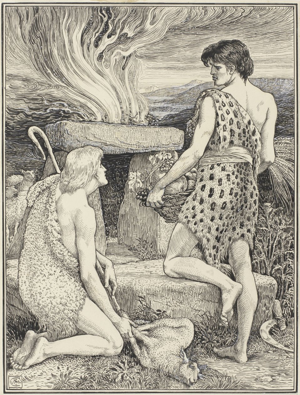 Káin és Ábel alkotó: Walter Crane (signed by artist)