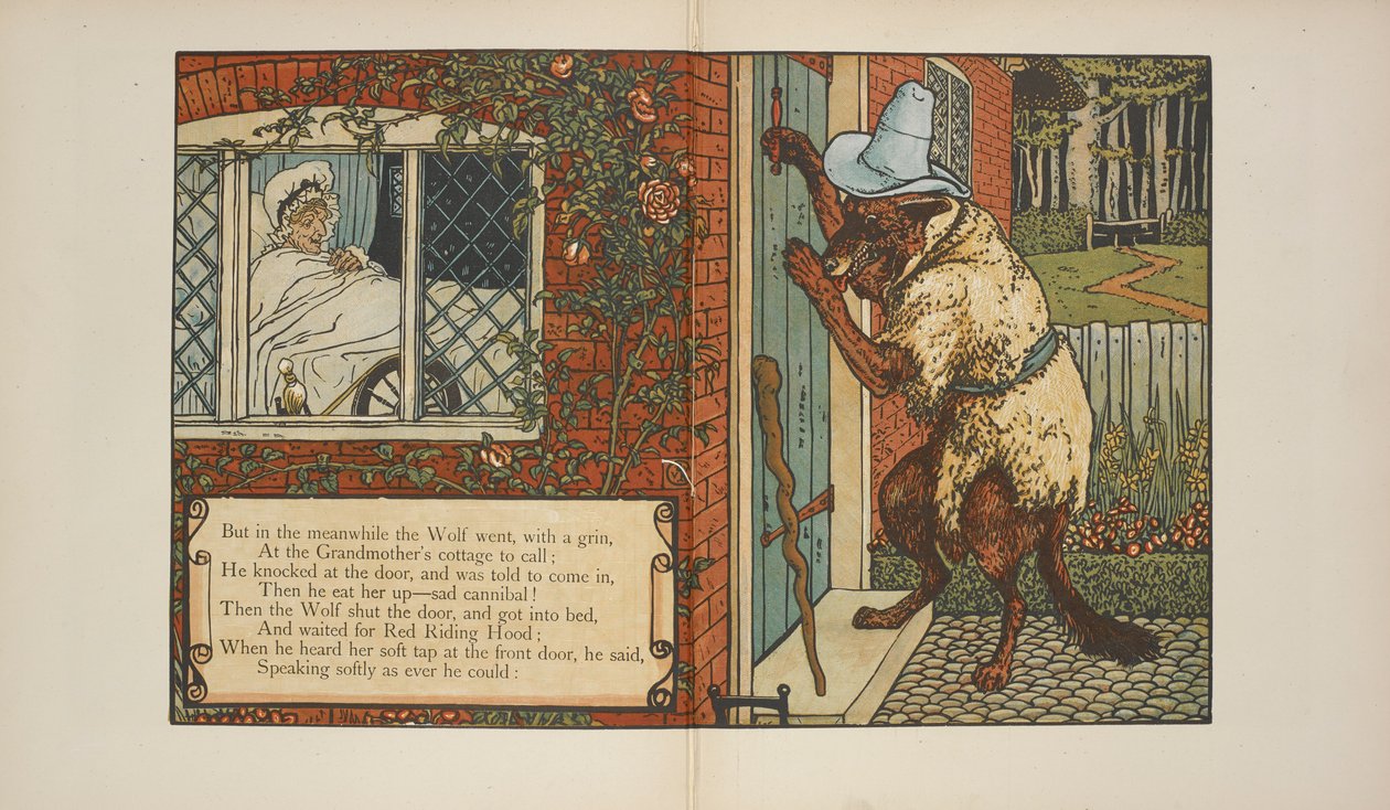 Illusztráció: "Piroska". alkotó: Walter Crane