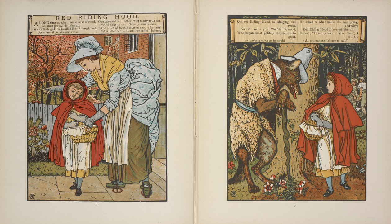 Illusztrációk a "Piroska"-hoz. alkotó: Walter Crane