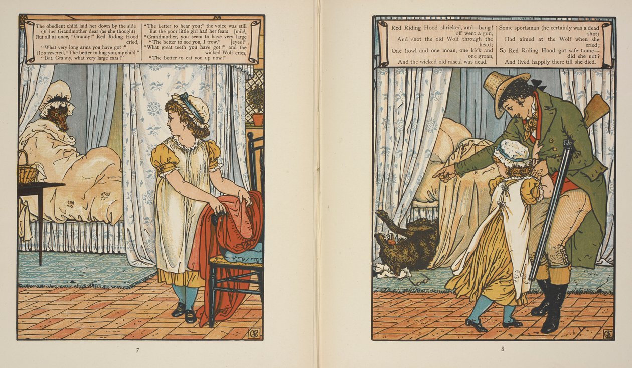 Illusztrációk a "Piroska"-hoz. alkotó: Walter Crane