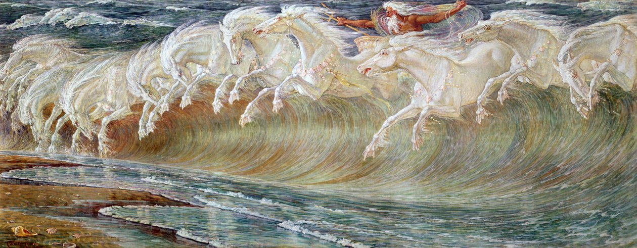 Neptun lovai, 1892 alkotó: Walter Crane