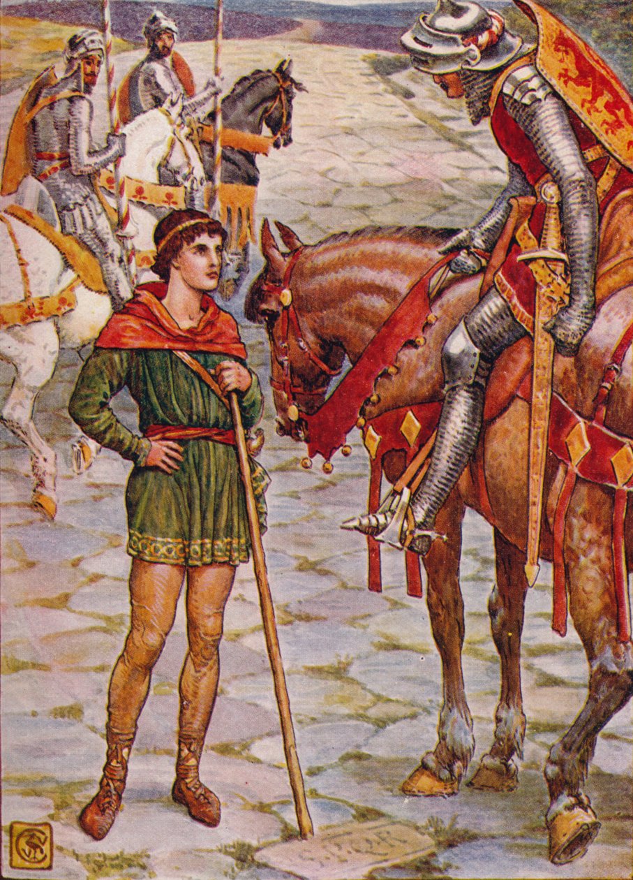 Young Percival Questions Sir Owen, 1911. alkotó: Walter Crane
