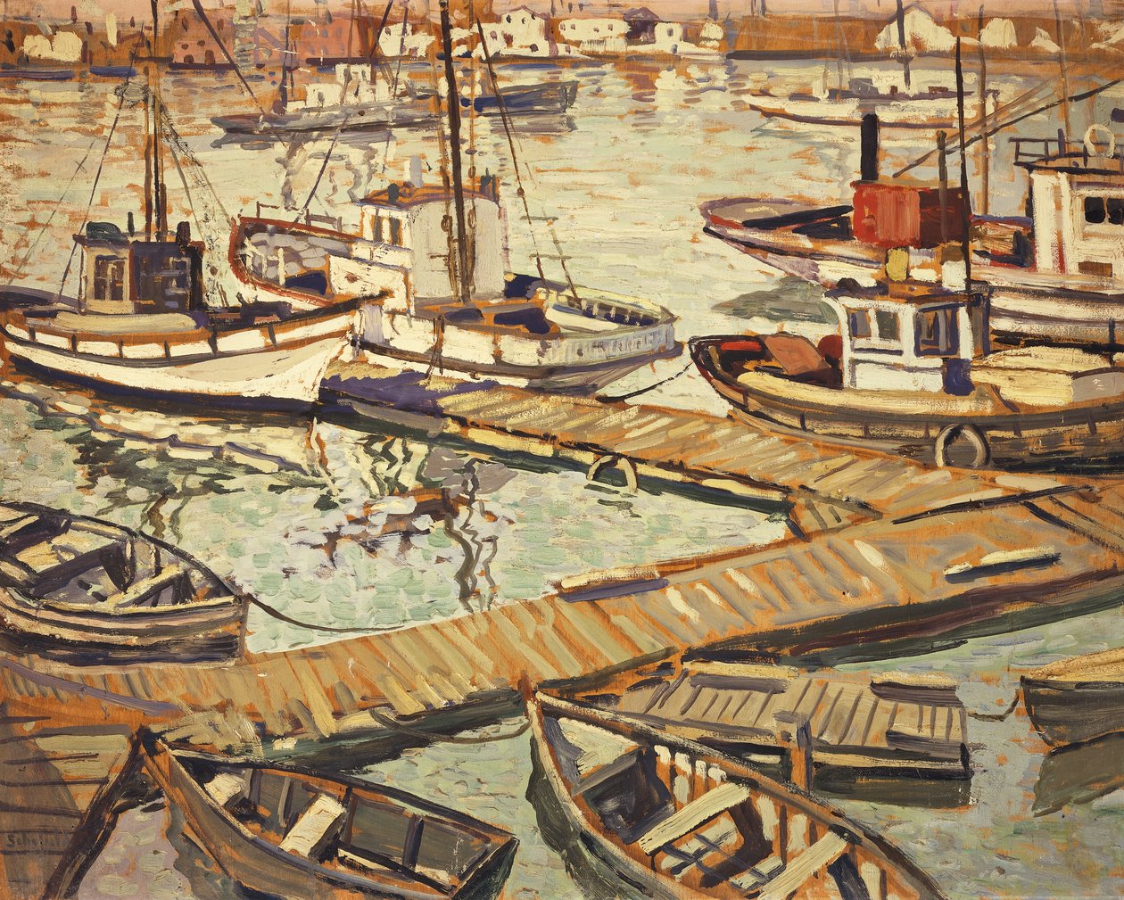 A csónak medence Santa Barbarában alkotó: Walter Elmer Schofield