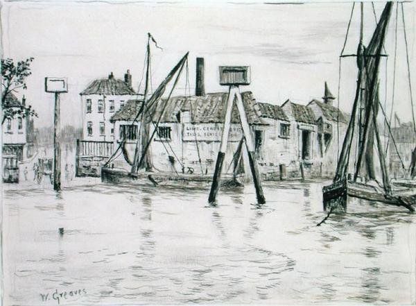 Chelsea Dock (tinta papíron) alkotó: Walter Greaves