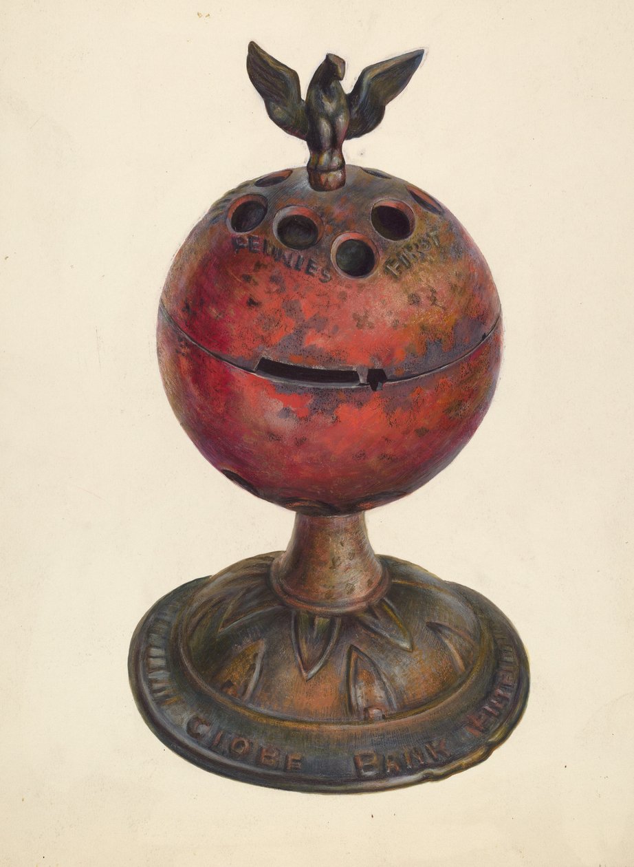 Játékbank: Globe, c. 1939. alkotó: Walter Hochstrasser