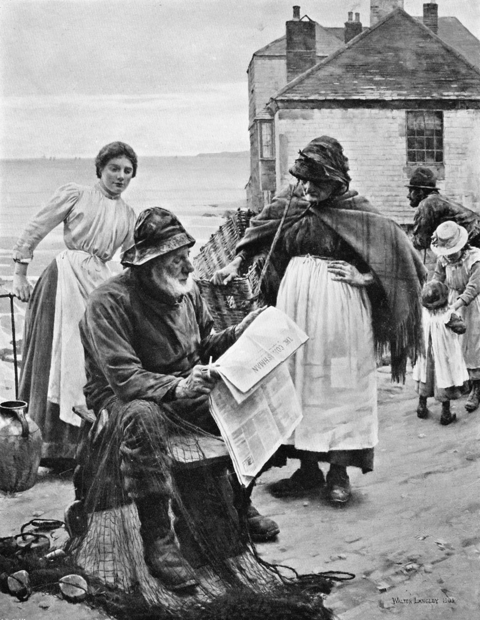 Amikor a csónakok távol vannak, 1903. alkotó: Walter Langley