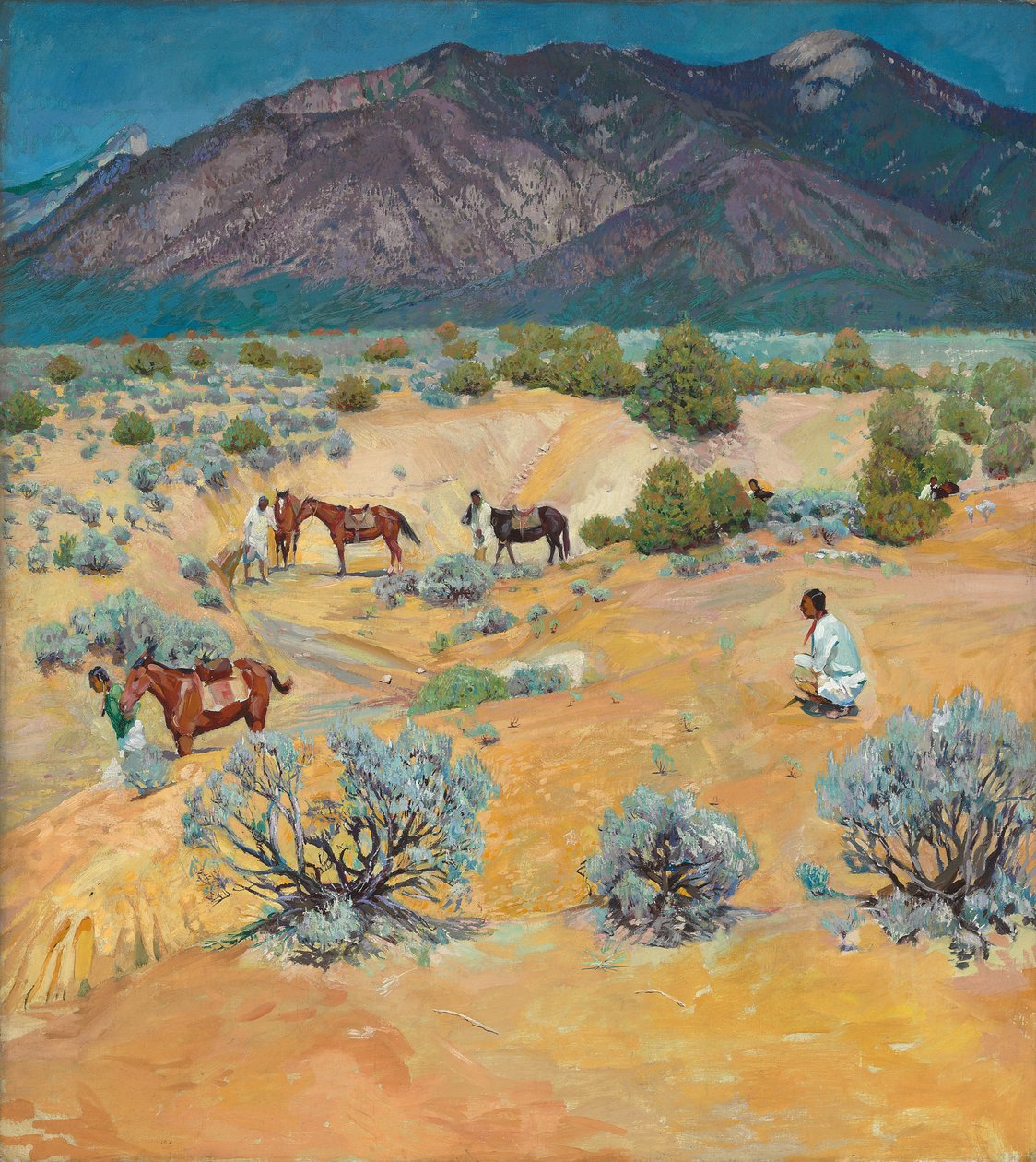 Taos táj indiánokkal (olaj, vászon) alkotó: Walter Ufer