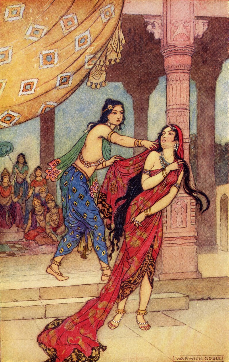 The Ordeal of Queen Draupadi, illusztráció Donald A. Mackenzie 