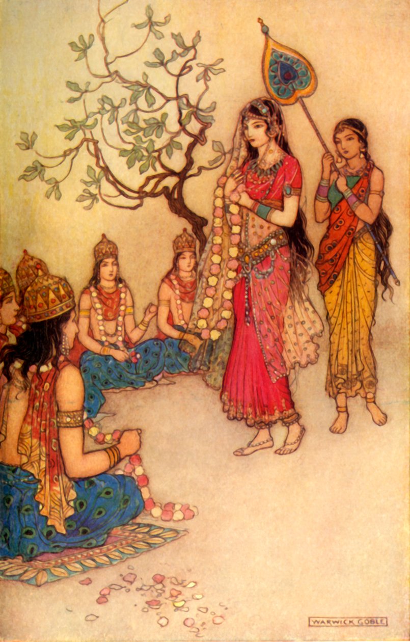 „Damayanti a férj kiválasztása”, 1913. alkotó: Warwick Goble
