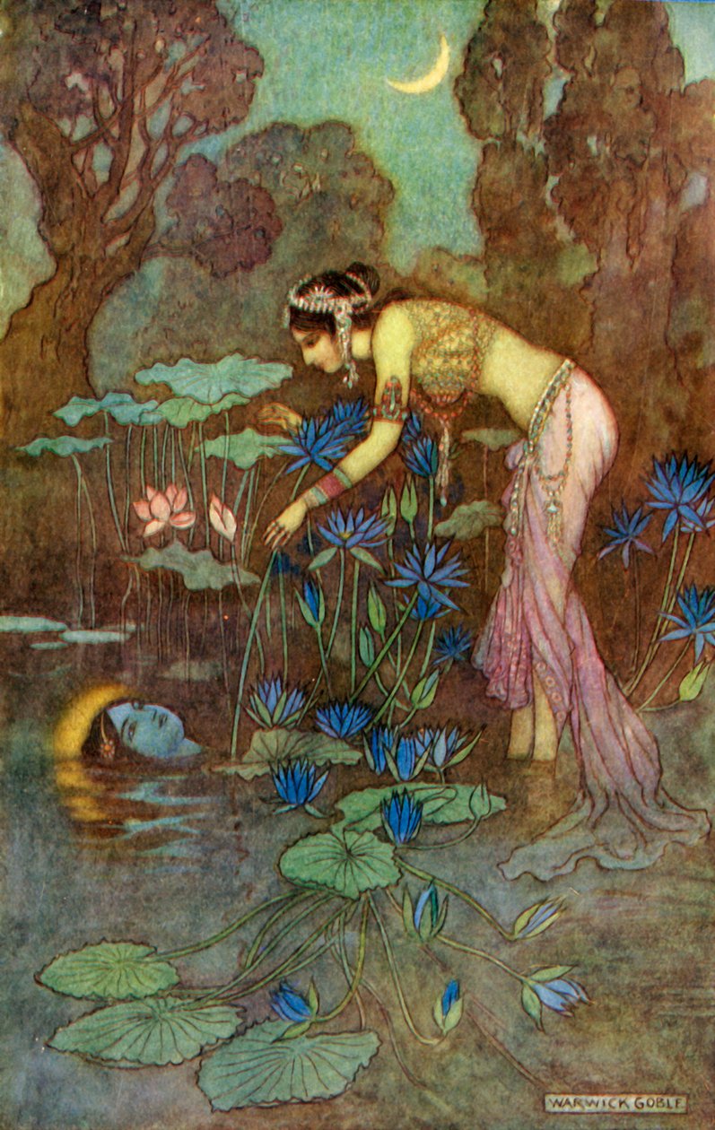„Sita Rámát talál a lótuszvirágzások között”, 1913. alkotó: Warwick Goble