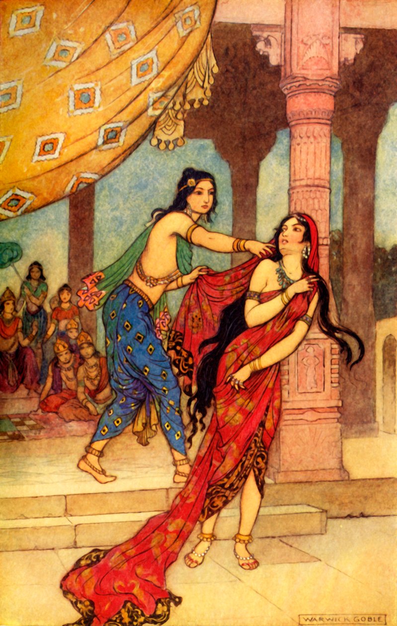 "Draupadi királynő megpróbáltatása", 1913. alkotó: Warwick Goble