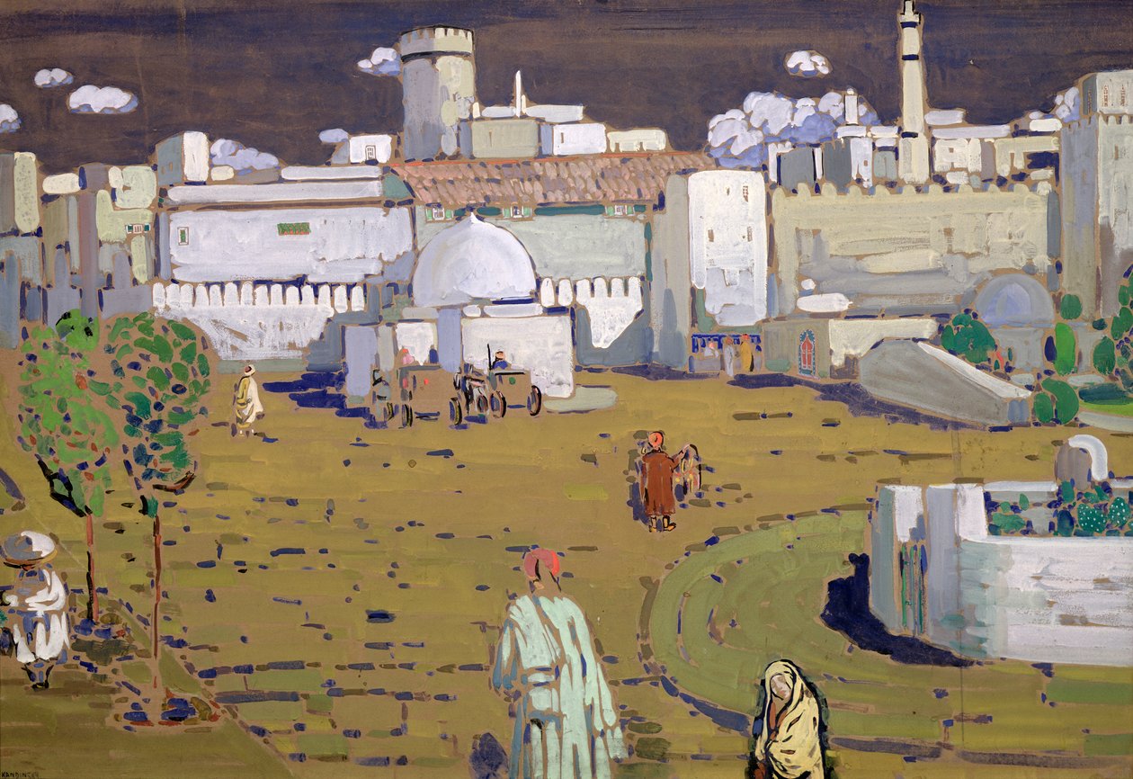 Egy arab város, 1905 (tempera, kártya) alkotó: Wassily Kandinsky