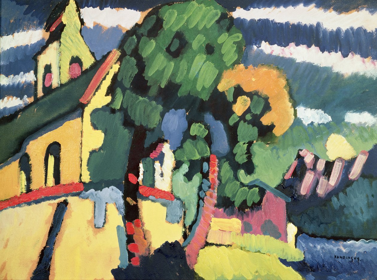 Bajor táj templommal (olaj) alkotó: Wassily Kandinsky