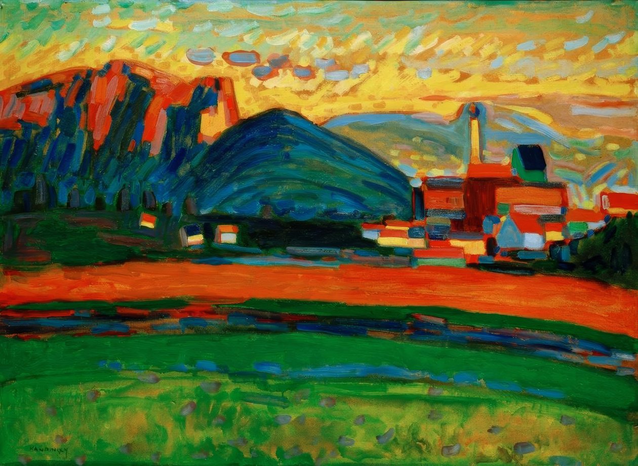 Hegyi táj faluval I. alkotó: Wassily Kandinsky