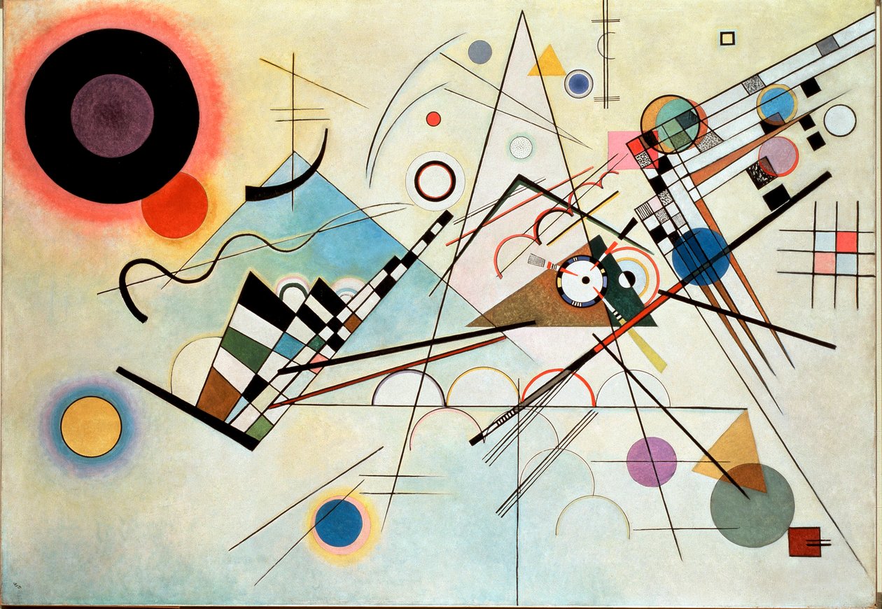 VIII. kompozíció Vaszilij Kandinszkij festménye (vagy Wassily Kandinski vagy Kandinskij, 1866-1944). 1915 V. 201x140 cm New York, Guggenheim Múzeum alkotó: Wassily Kandinsky