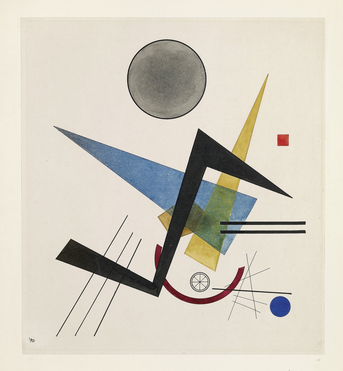 Szürke kör, 1923 (wc és tinta, vászonpapír) alkotó: Wassily Kandinsky