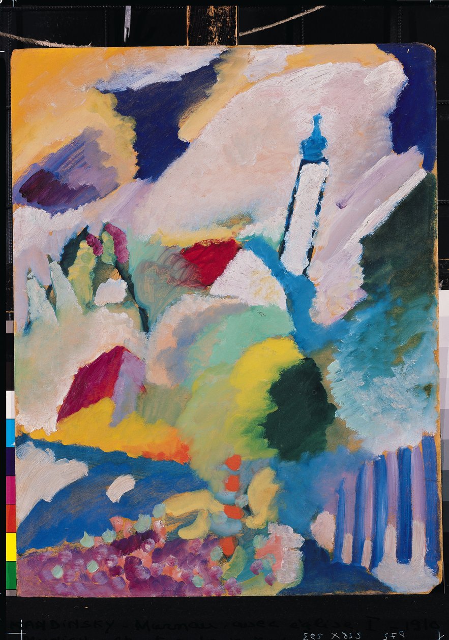 Murnau I. templommal, 1910 (karton) alkotó: Wassily Kandinsky
