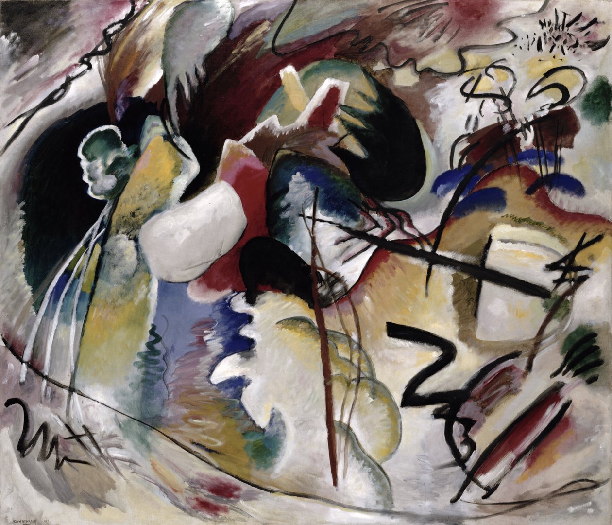 Festmény fehér formával, 1913 alkotó: Wassily Kandinsky