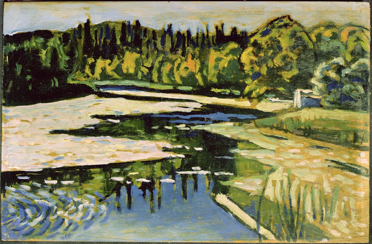 Folyó őszén, 1900 (olaj, karton) alkotó: Wassily Kandinsky