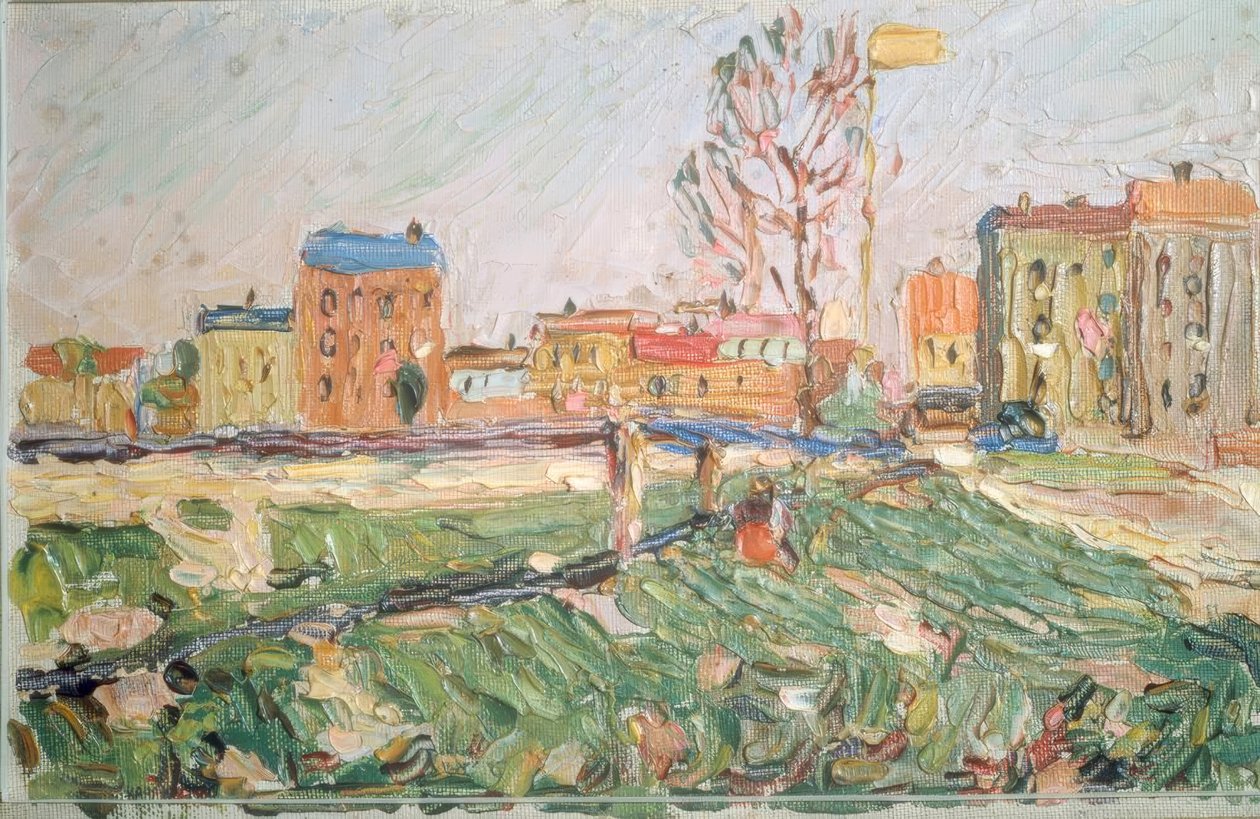 Városi táj (napsütéses nap, Schwabing) alkotó: Wassily Kandinsky