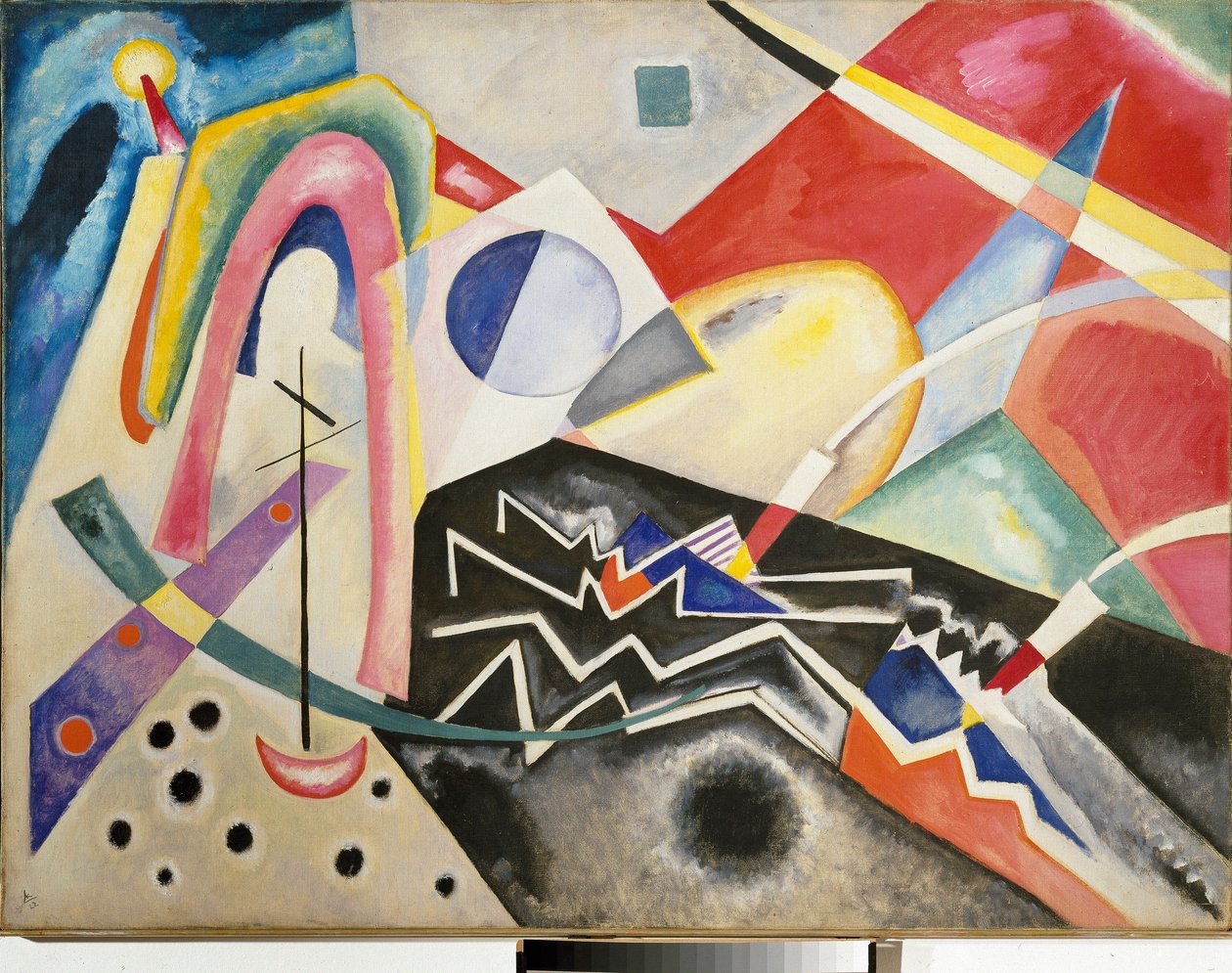 Zig-zag (cikk-cakk) fehér Vaszilij Kandinszkij (vagy Wassily Kandinski vagy Kandinszkij, 1866-1944) 1922 Dim. 95x125 cm Velence, Museo dArte Moderna Ca Pesaro alkotó: Wassily Kandinsky