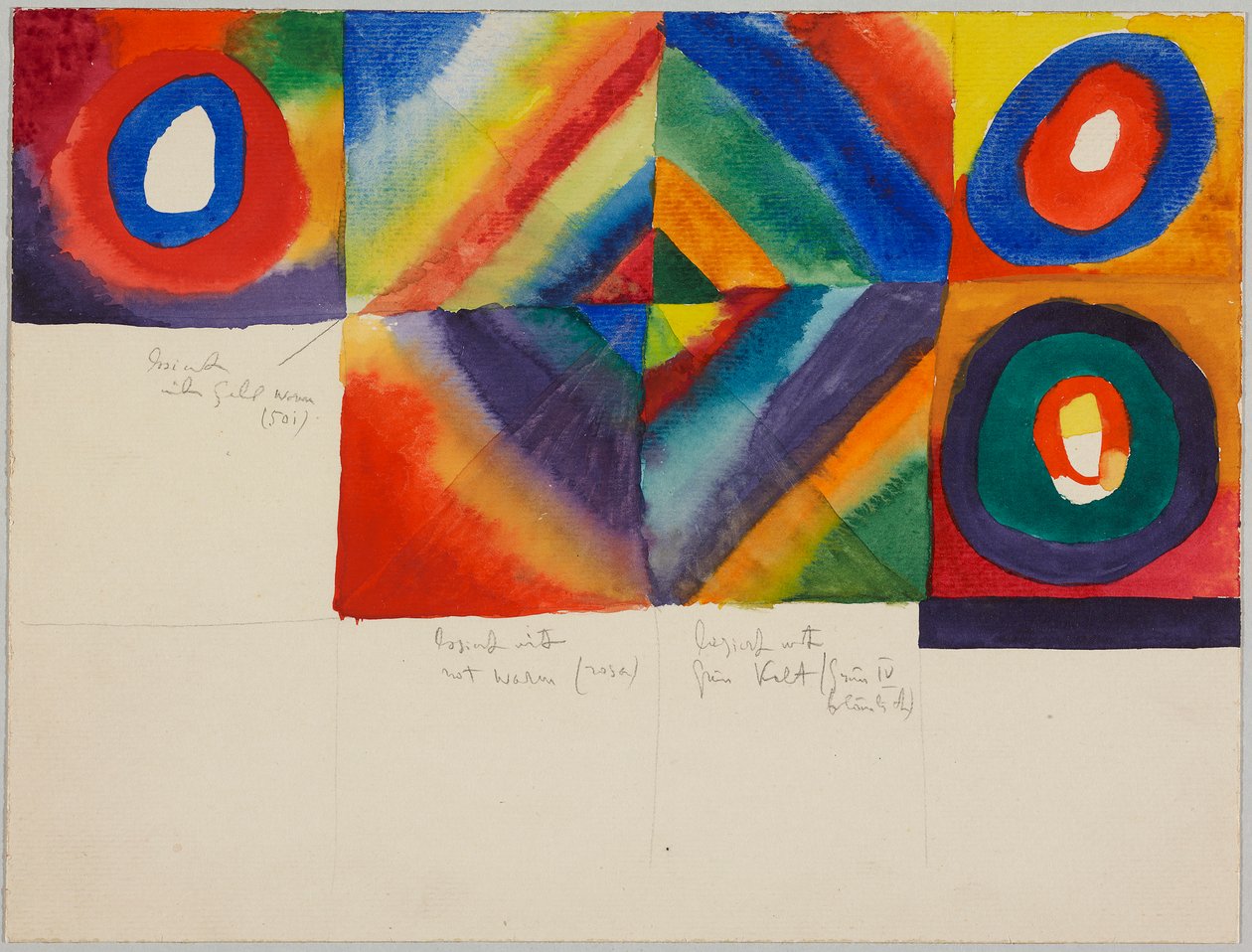 Színtanulmányok a festési technikával kapcsolatos információkkal alkotó: Wassily Kandinsky