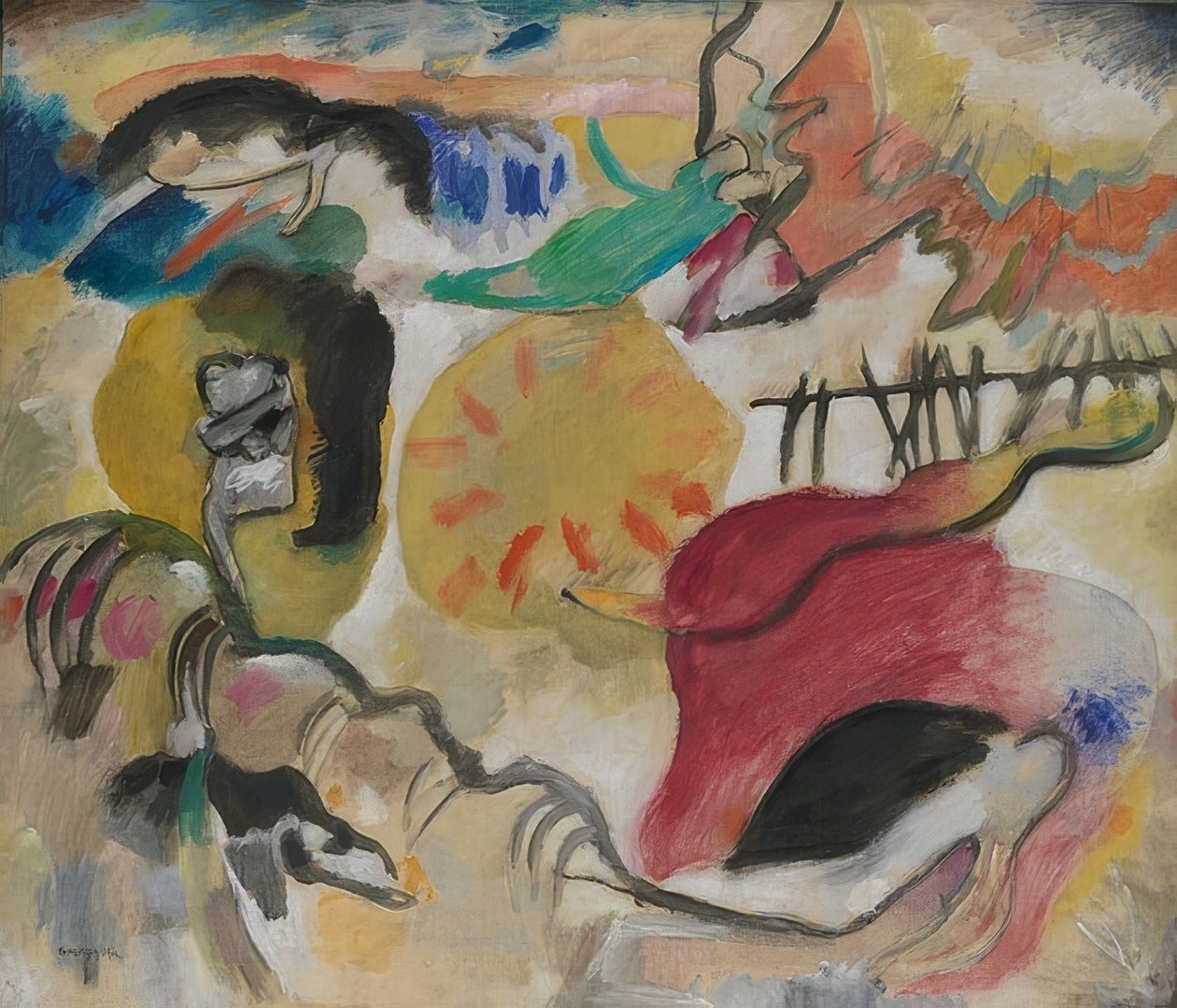 Improvizáció 27 (Garden of Love II). 1912 alkotó: Wassily Kandinsky