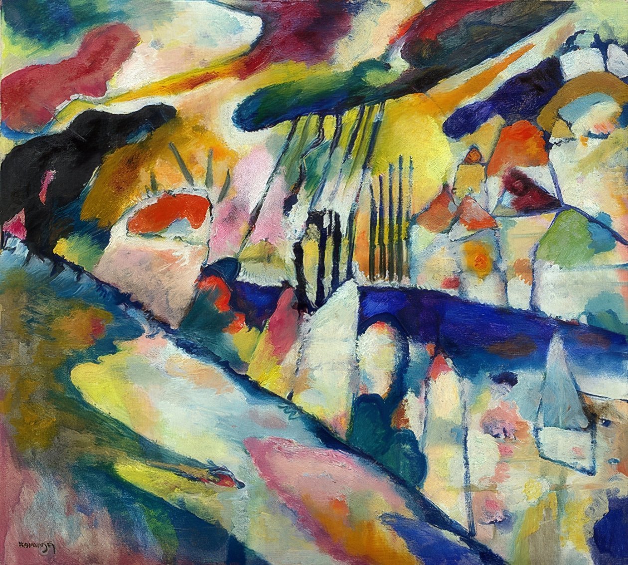 Táj esővel. 1913 alkotó: Wassily Kandinsky