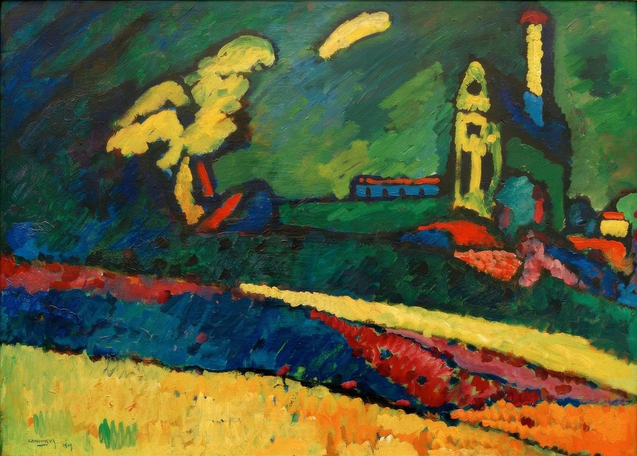 Murnau - Táj az I. templommal. alkotó: Wassily Kandinsky