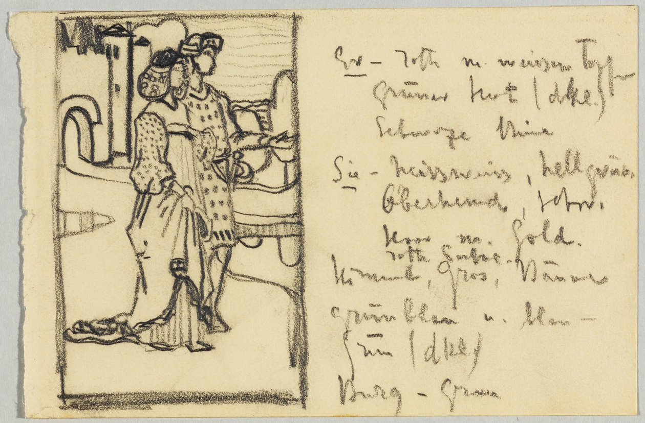 Pár középkori jelmezben a vár előtt alkotó: Wassily Kandinsky