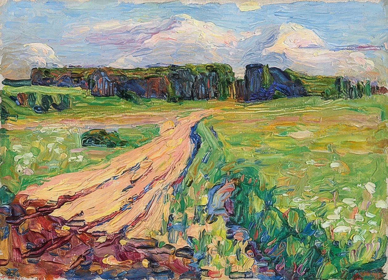 Planegg I. Táj München mellett. 1901 körül alkotó: Wassily Kandinsky