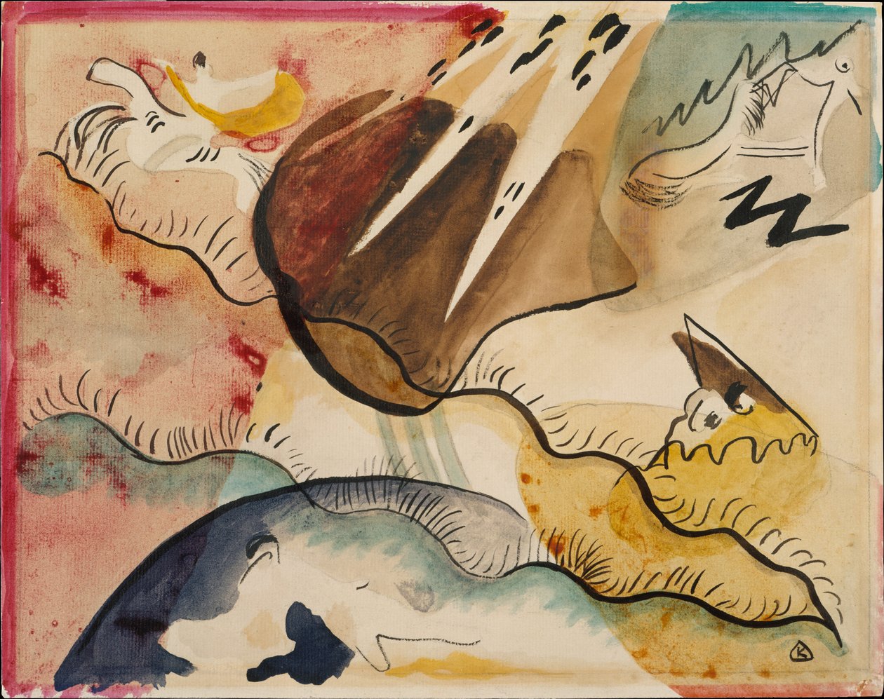 Eső táj, 1911 (wc papíron) alkotó: Wassily Kandinsky