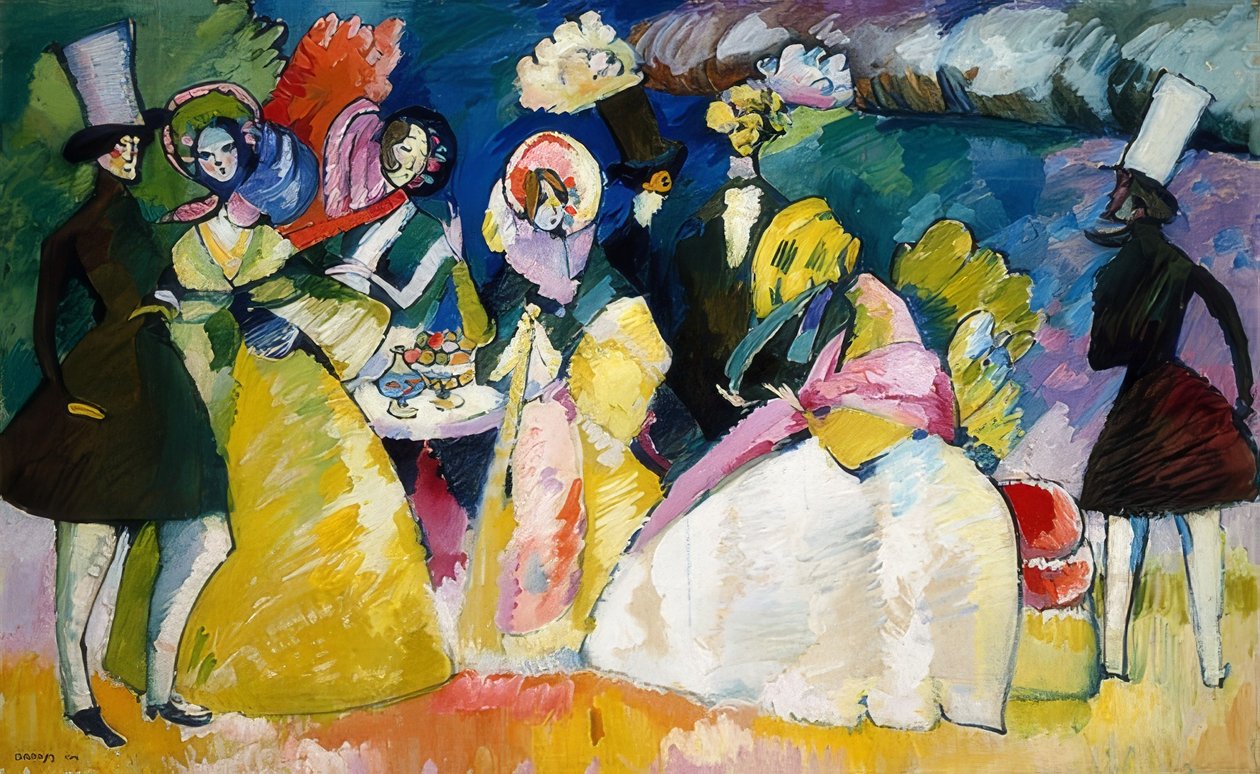 Krinolin társadalom. 1909 alkotó: Wassily Kandinsky