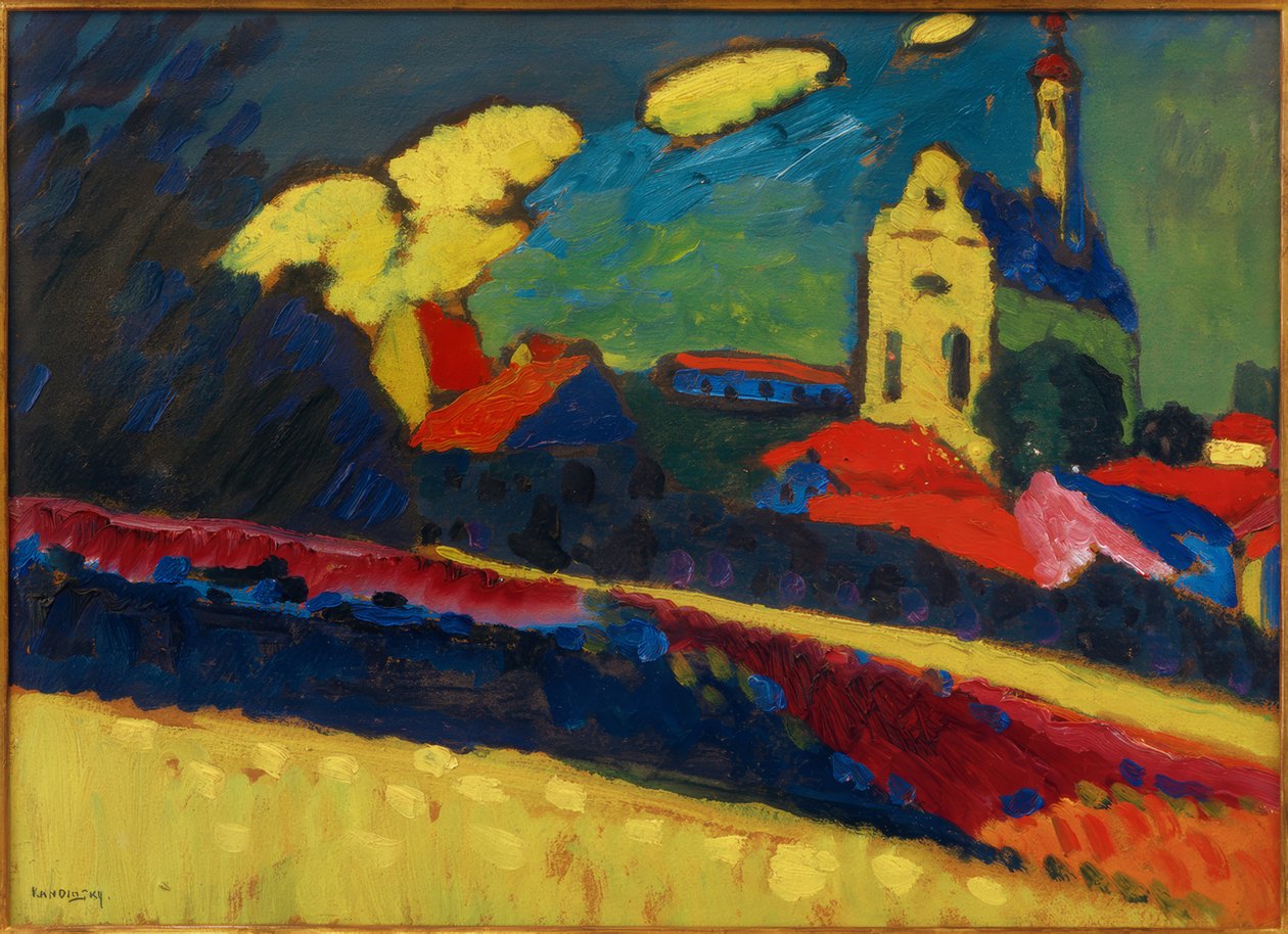 Tanulmány Murnauról - Táj az I. templommal alkotó: Wassily Kandinsky