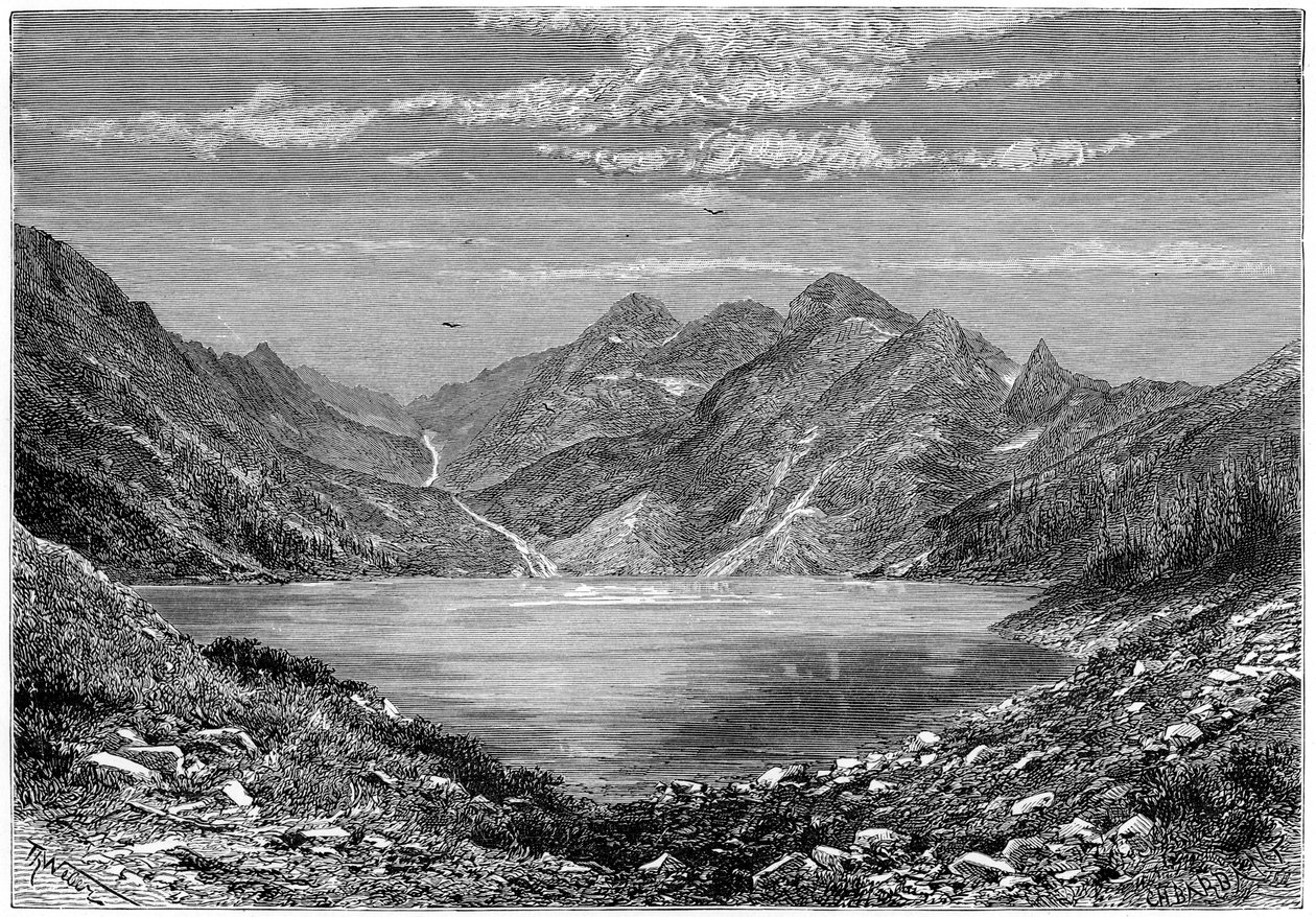 "The Fish Lake, Svájc", 1879 alkotó: Weber