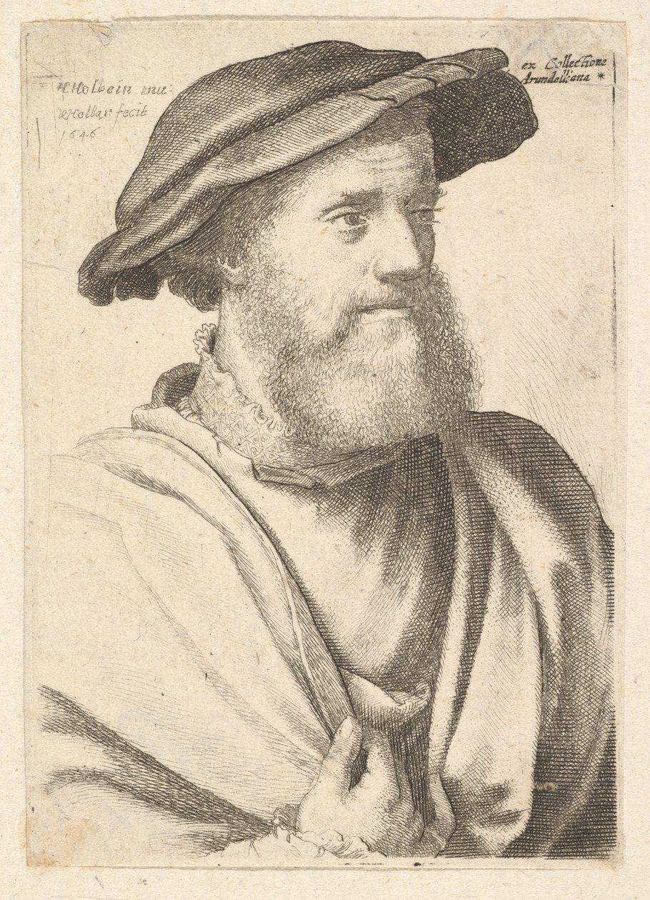 Szakállas férfi Hans Holbein után, 1646. alkotó: Wenceslaus Hollar