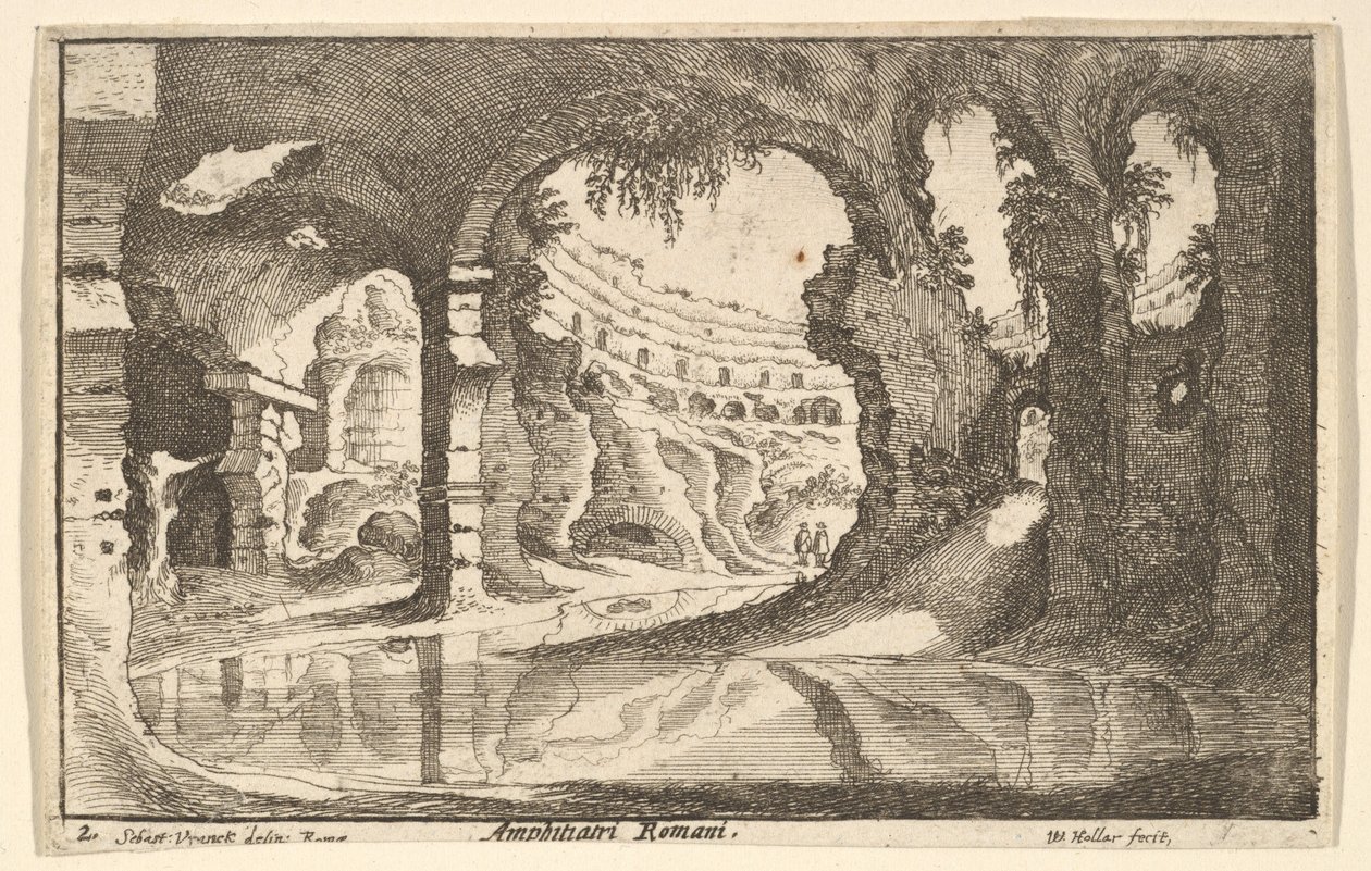 Római amfiteátrum, kb. 1650. alkotó: Wenceslaus Hollar