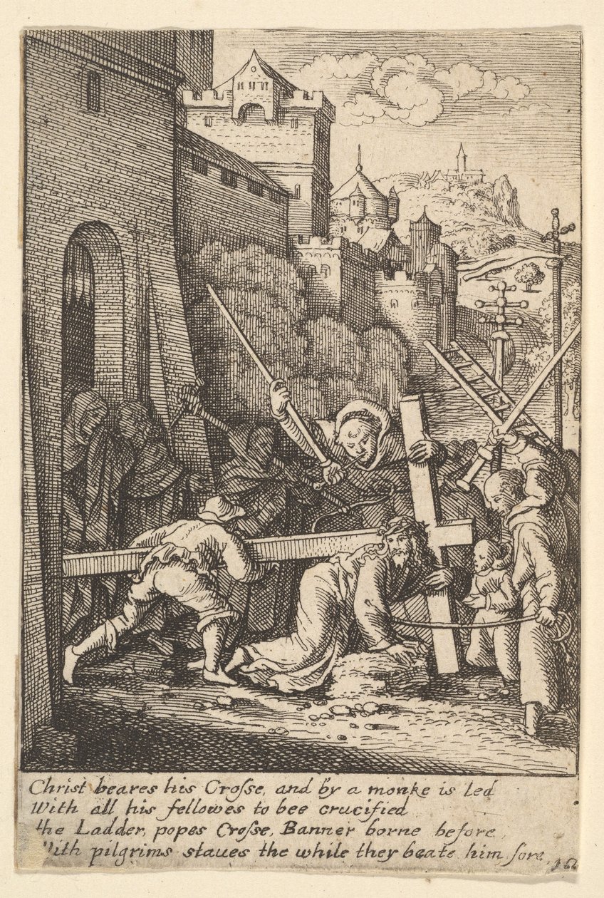 Kereszthordozás, 1625-77. alkotó: Wenceslaus Hollar