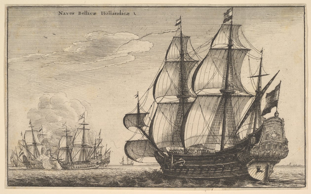 Holland hadihajó Naves Bellicæ Hollandicæ, 1647. alkotó: Wenceslaus Hollar