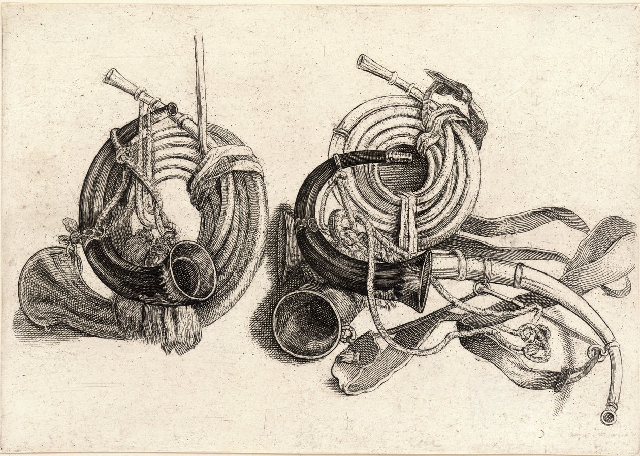 Öt vadászkürt alkotó: Wenceslaus Hollar