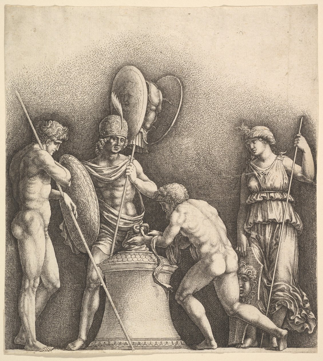 Négy klasszikus figura pogányáldozat, 1638. alkotó: Wenceslaus Hollar