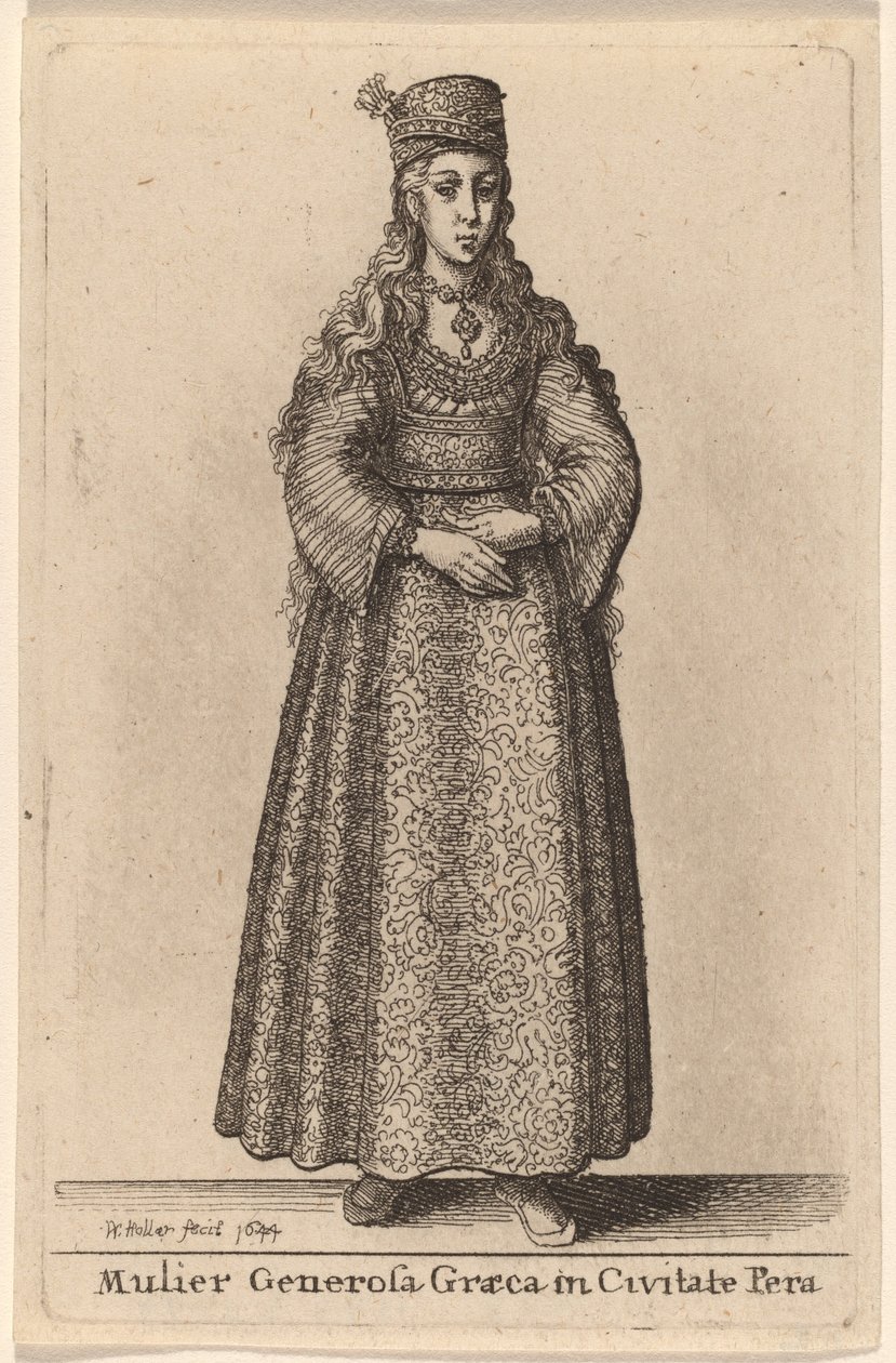 Egy nagylelkű görög nő Pera városában alkotó: Wenceslaus Hollar